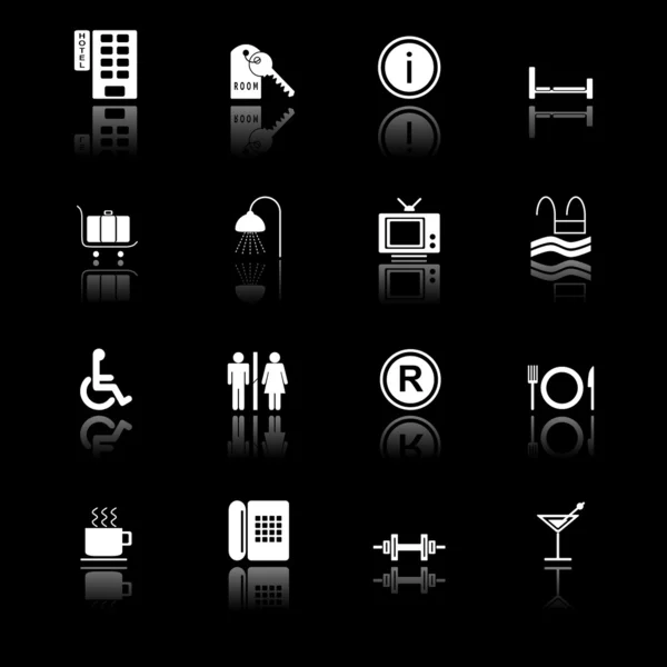 Hotel icons - black series — Stock Vector