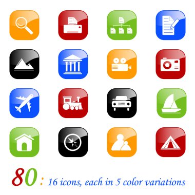 Photo and travel icons - color series clipart