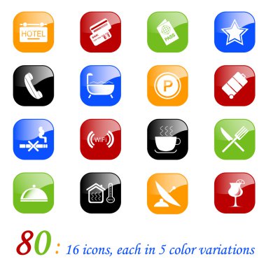 Hotel icons - color series clipart