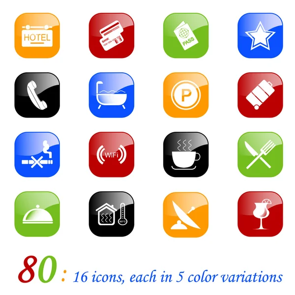 Hotel icons - color series — Stock Vector
