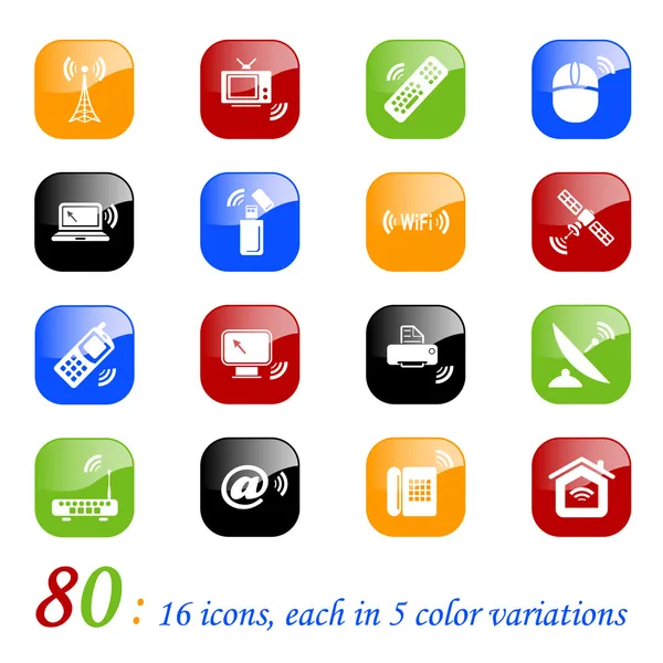 Wireless technology icons - color series Vector Graphics