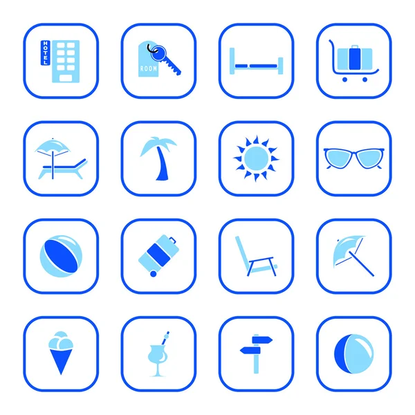Icônes de voyage - série bleue . — Image vectorielle