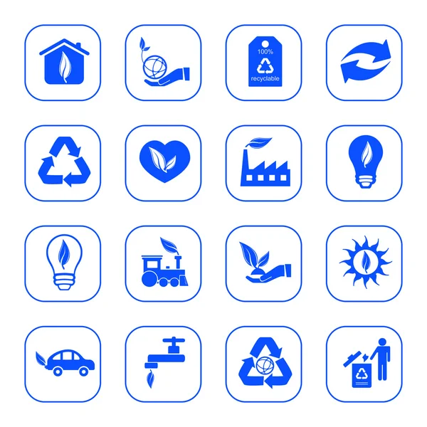 Icônes environnementales - série bleue — Image vectorielle