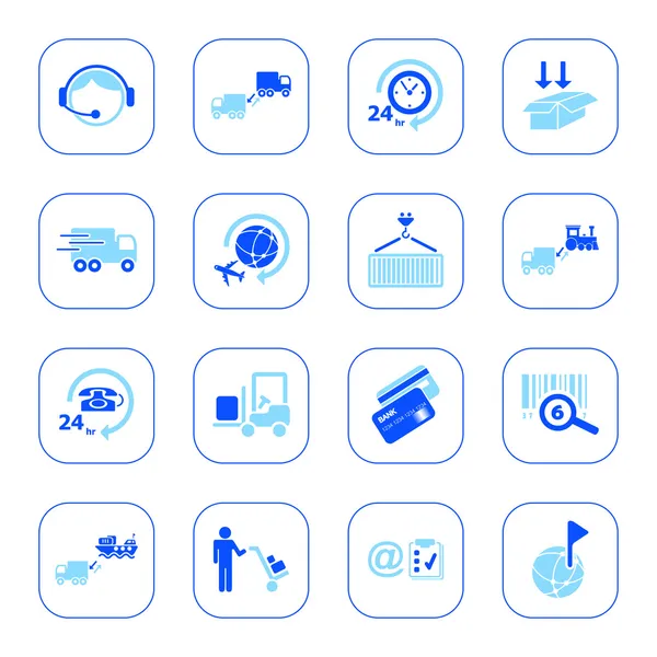 Icônes de la logistique - série bleue — Image vectorielle