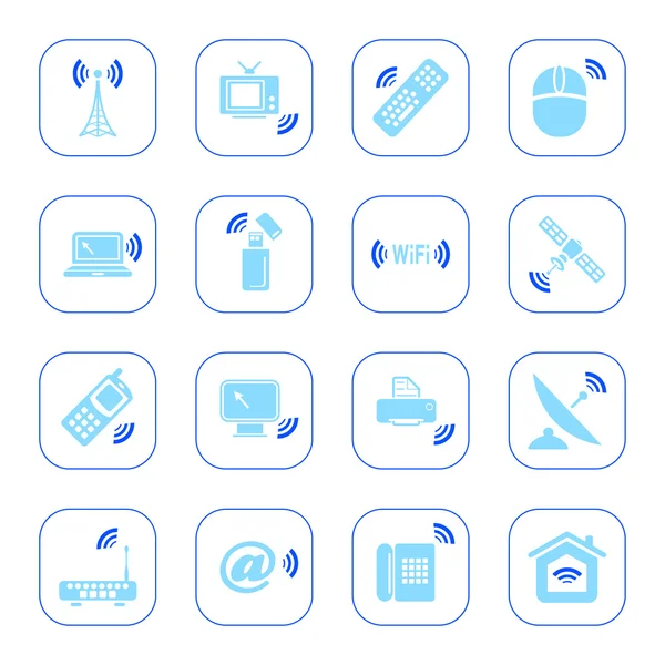 Iconos de tecnología inalámbrica - serie azul — Vector de stock