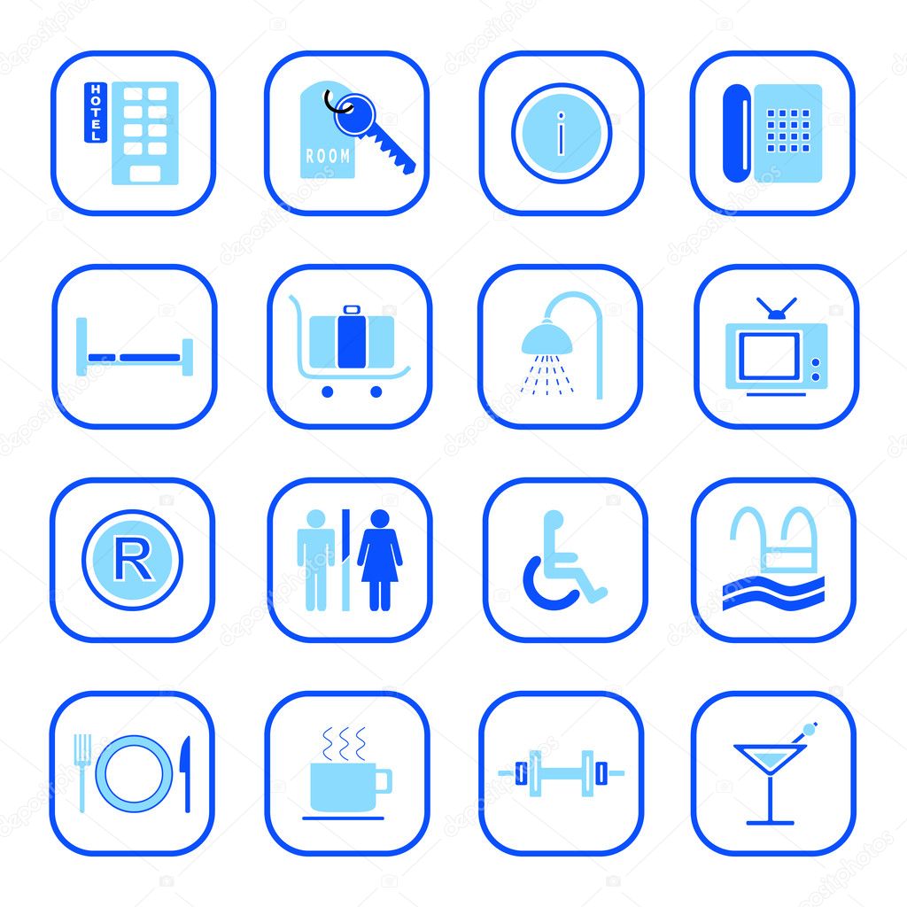 Hotel icons - blue series