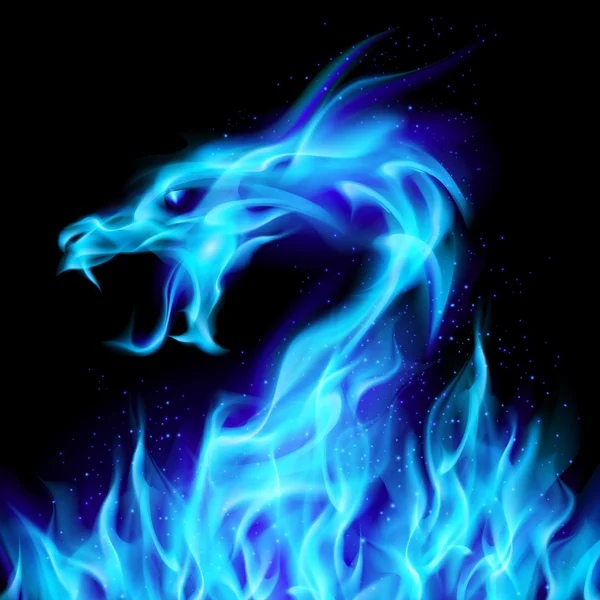 青い火のドラゴン — ストックベクタ