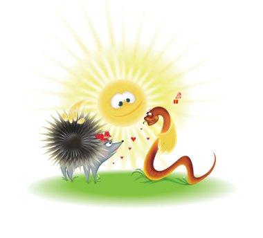 Nicer hedgehog and snake clipart