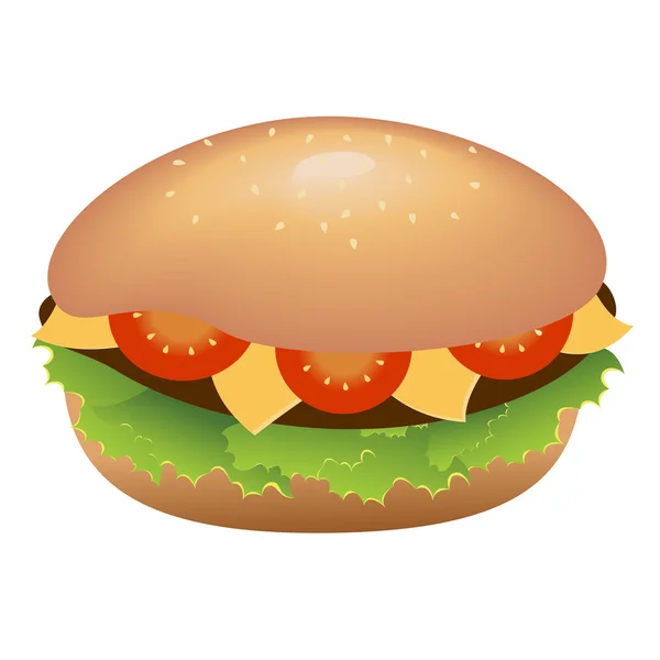 Hambúrguer com queijo e tomate — Vetor de Stock