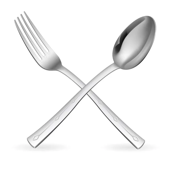 Fourchette et cuillère croisées . — Image vectorielle
