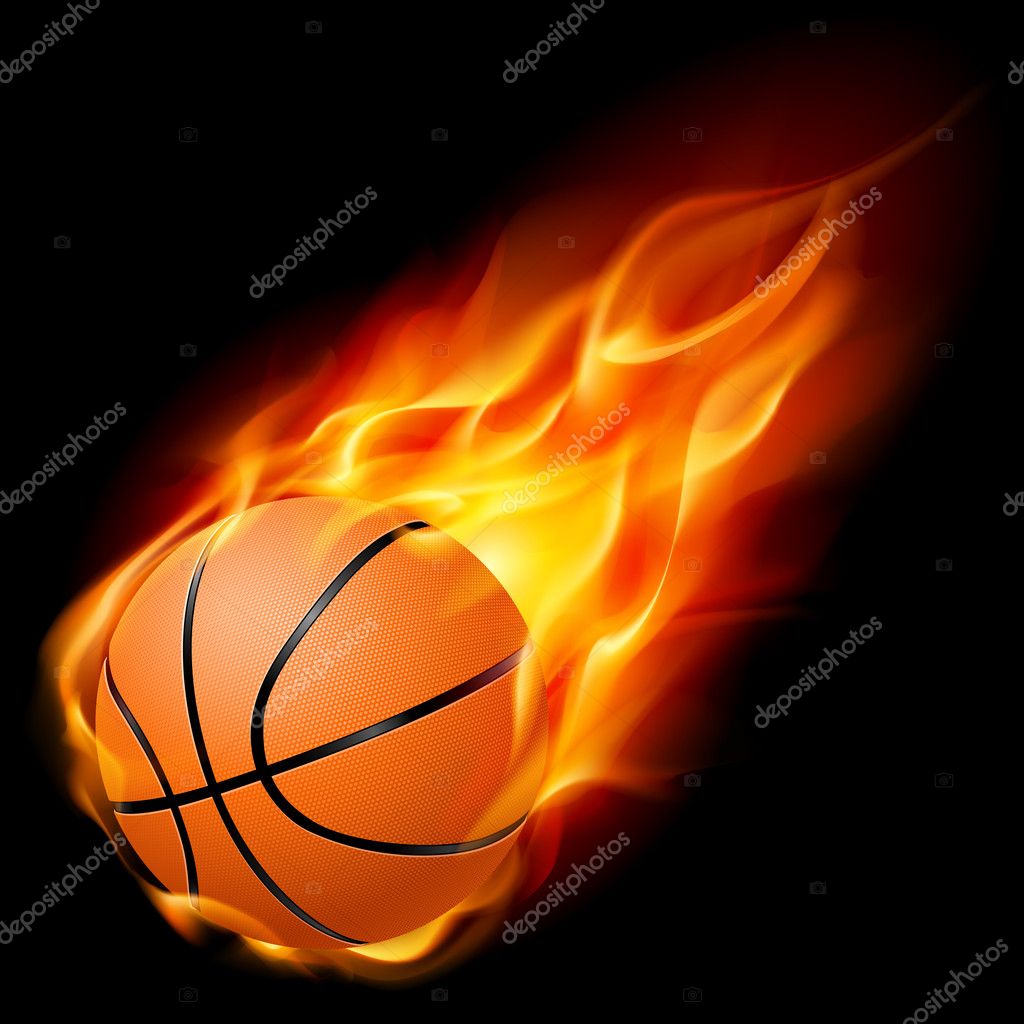 Balon baloncesto fuego imágenes de stock de arte vectorial | Depositphotos