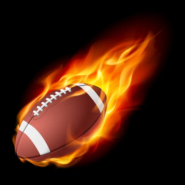 Futebol americano realista no fogo — Vetor de Stock