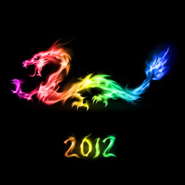 Fire rainbow Dragon clipart