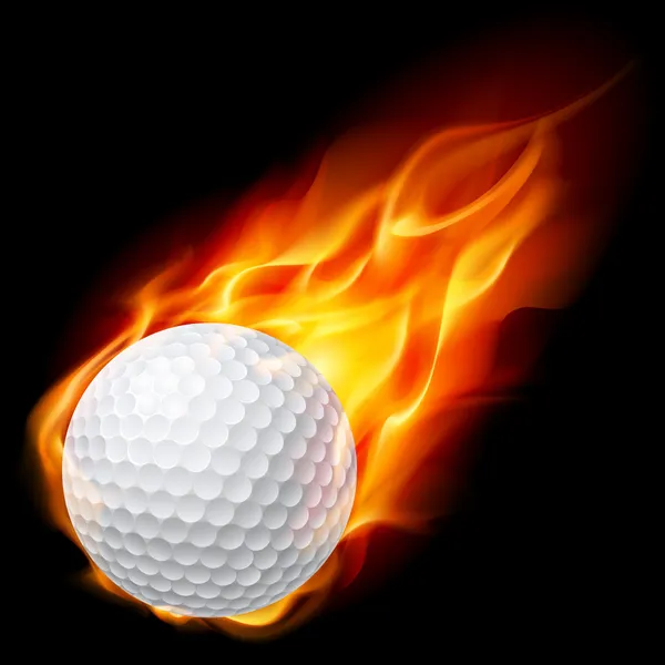 Bola de golf en llamas — Vector de stock