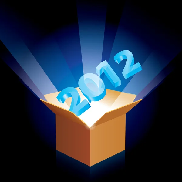Yeni yıl ile karton kutu — Stok Vektör