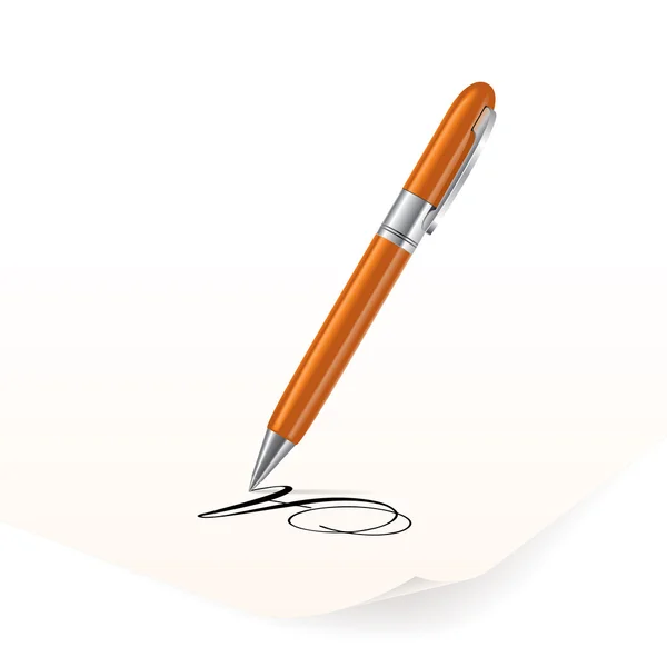 Penna som skriver på papper — Stock vektor