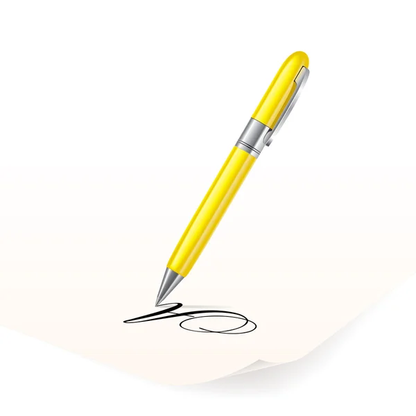 Gele pen — Stockvector