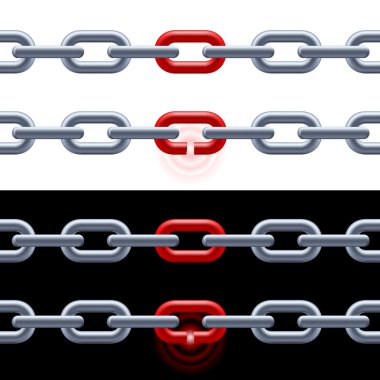 Chain with red link. clipart