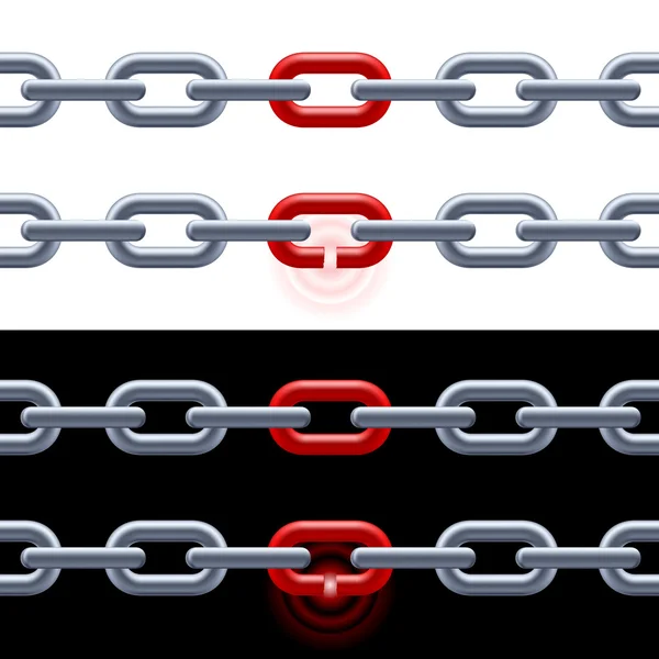Chain with red link. — Stock Vector