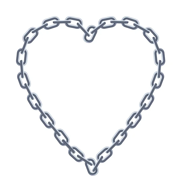Cadena corazón de plata . — Vector de stock