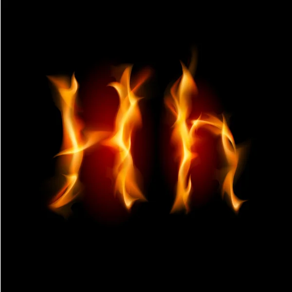 Огненный шрифт. Буква H — стоковый вектор