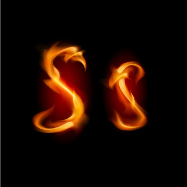 Огненный шрифт. Буква S — стоковый вектор