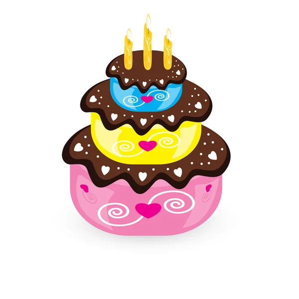 Cake van de kindverjaardag en kaars — Stockvector