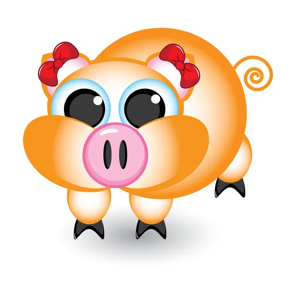 Cartoon pig with bows — Stock Vector