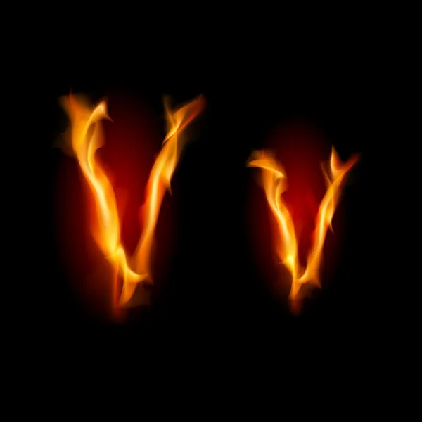 Fiery font. Letter V — Stock Vector