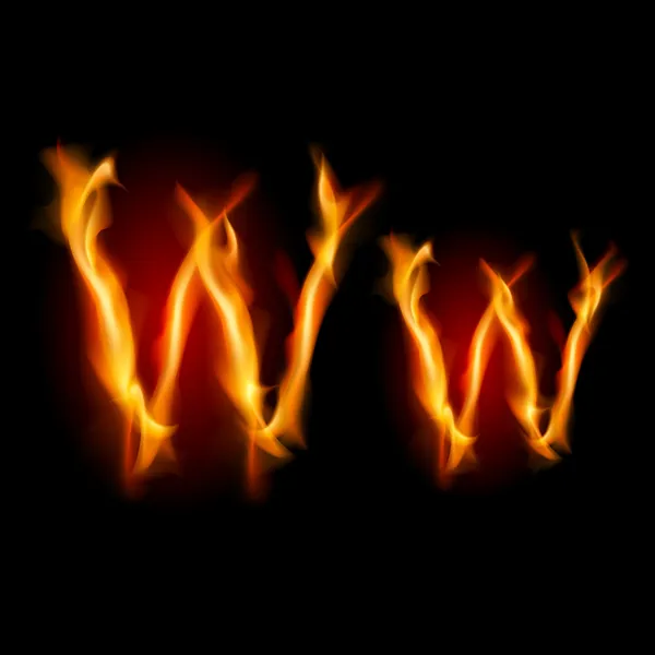 Fiery font. Letter W — Stock Vector