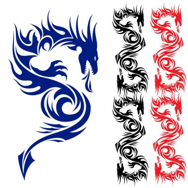 Asian tattoo dragon. clipart