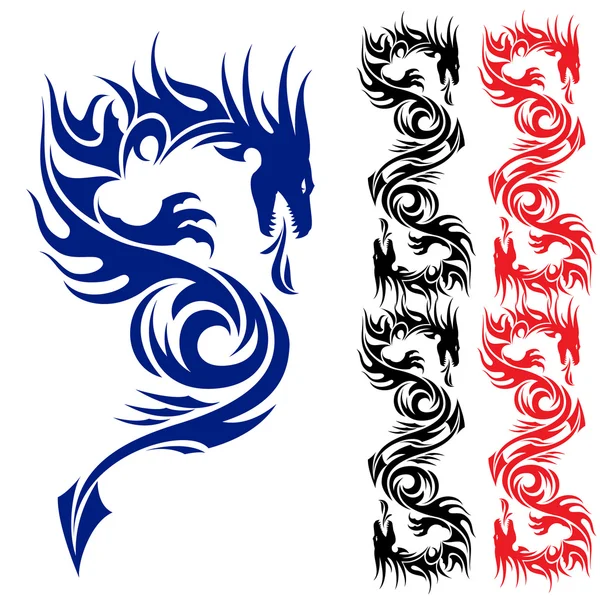 Asian tattoo dragon. — Stock Vector