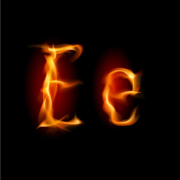 Fiery font. Letter E — Stock Vector