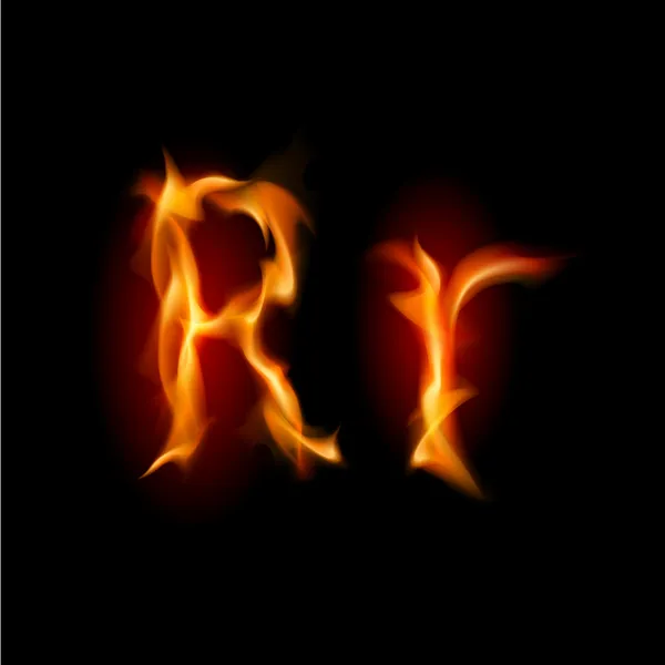 Fiery font. Letter R — Stock Vector