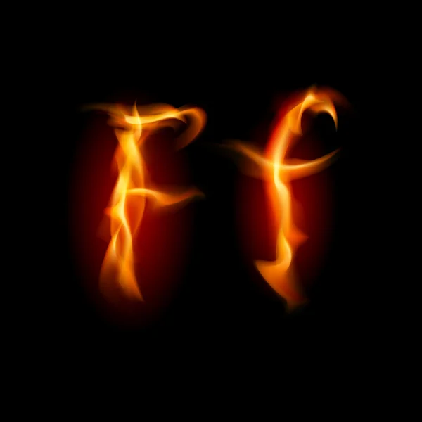 Огненный шрифт. Буква F — стоковое фото
