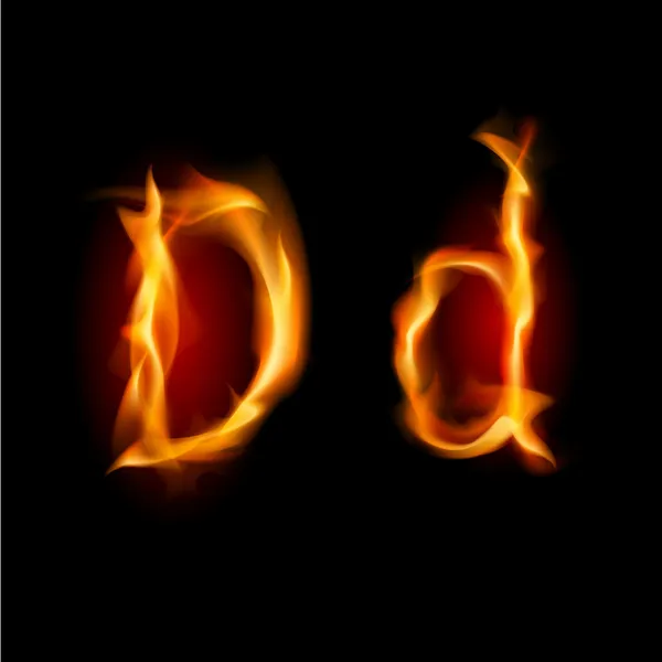 Огненный шрифт. Буква D — стоковый вектор