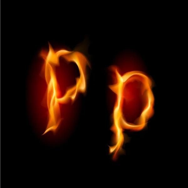 Ateşli yazı tipi. harf p — Stok Vektör