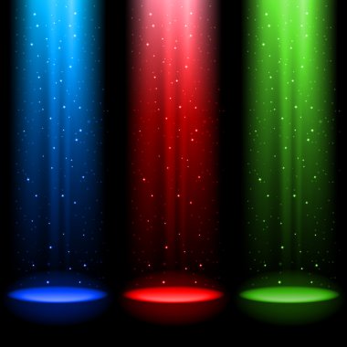 Three RGB shafts of light clipart