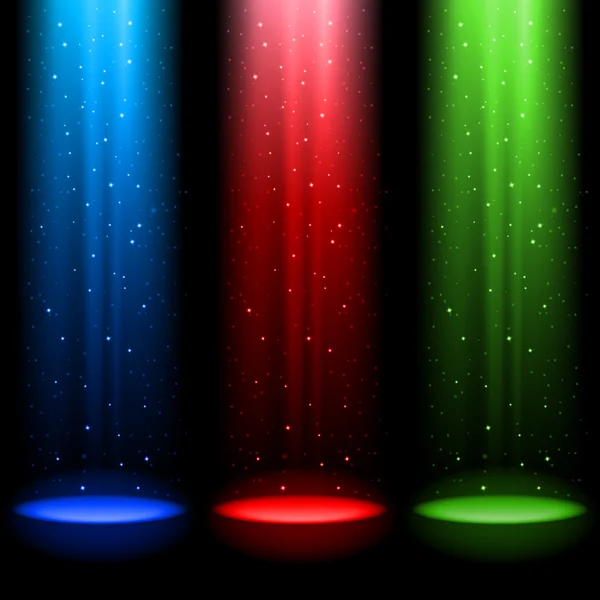 Three RGB shafts of light — Stock Vector