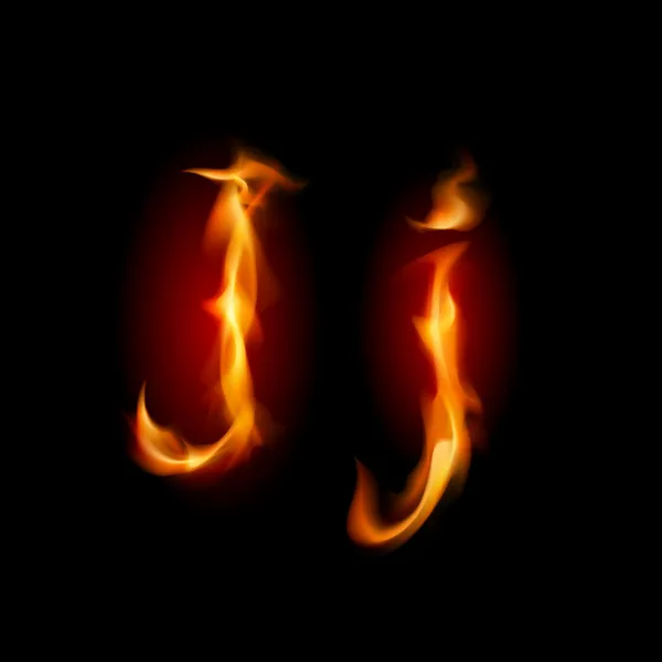 Ateşli yazı tipi. harf j — Stok Vektör