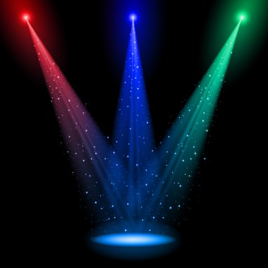 Three conical RGB shafts of light clipart
