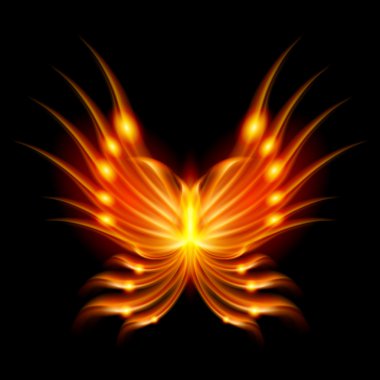 Flying butterfly with fiery wings clipart
