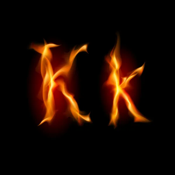 Fiery font. Letter K — Stock Vector