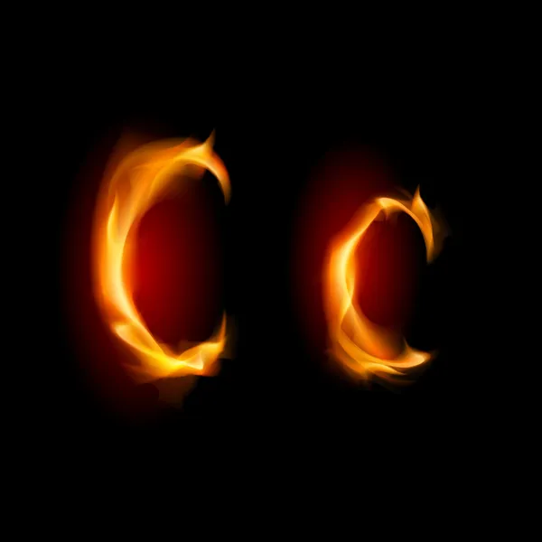Ateşli yazı tipi. harf c — Stok Vektör