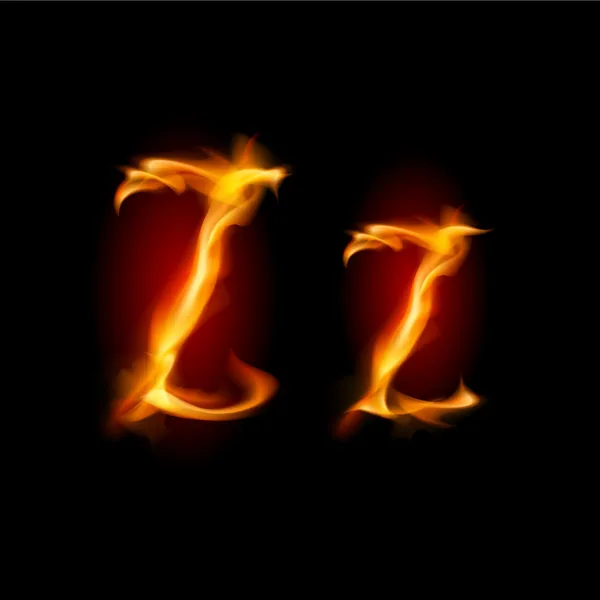 Fiery font. Letter Z — Stock Vector