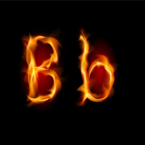 Tüzes betűtípus. B betű — Stock Vector
