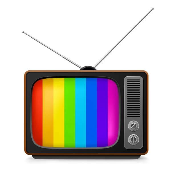 TV vintage realista com moldura de cor — Vetor de Stock