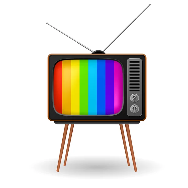 TV retro com moldura a cores — Vetor de Stock