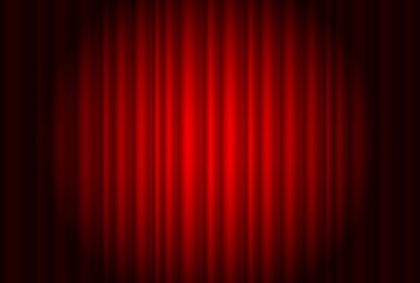 Curtain from the theatre with a spotlight clipart