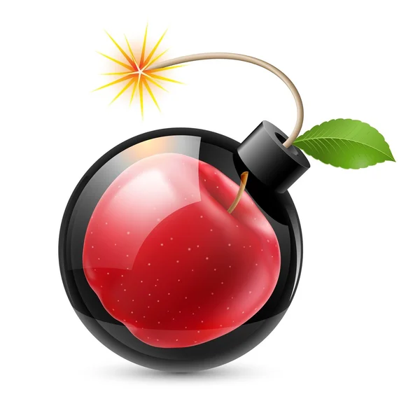 Bomb with an apple — Stock Vector